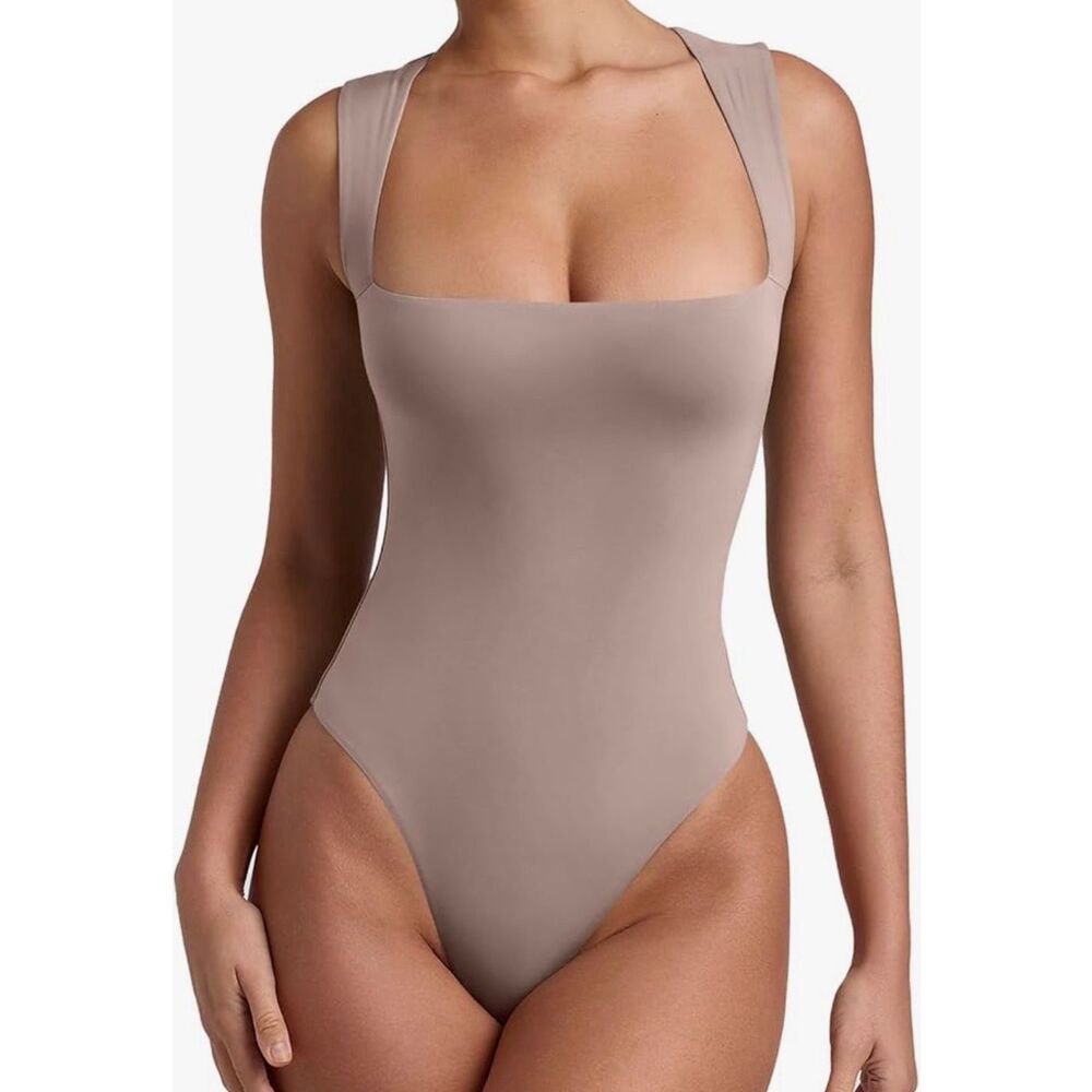 Reoria khaki colored sleeveless bodysuit - M